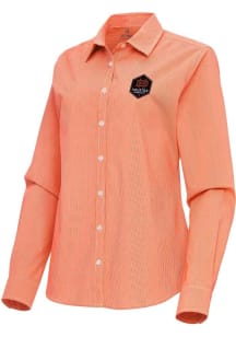 Antigua Houston Dynamo Womens Porter Long Sleeve Orange Dress Shirt