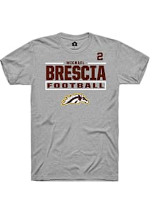 Michael Brescia Western Michigan Broncos Grey Football NIL Stacked Box Short Sleeve Player T Shirt
