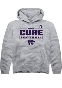 Linkon Cure Rally Youth Grey K-State Wildcats NIL Stacked Box Long Sleeve Player Hoodie