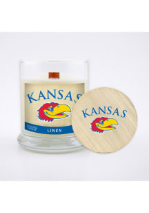 Kansas Jayhawks Linen 8oz Glass White Candle