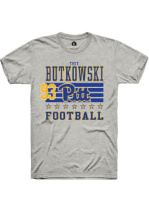 Trey Butkowski Rally Mens Ash Pitt Panthers NIL Striped Player T Shirt