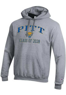 Mens Pitt Panthers Grey Champion Font Class of 2028 Powerblend Hooded Sweatshirt