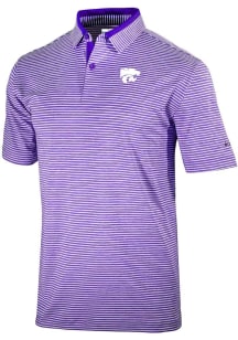 Mens K-State Wildcats Purple Columbia Heat Seal Golden Hills Short Sleeve Polo Shirt