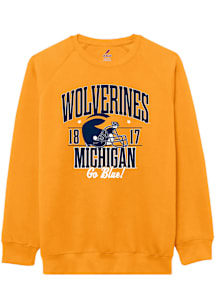 Mens Gold Michigan Wolverines Essentials Football Crew Sweatshirt