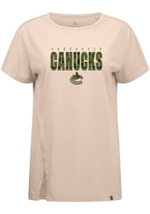 Levelwear Vancouver Canucks Womens Tan Influx Protect Short Sleeve T-Shirt