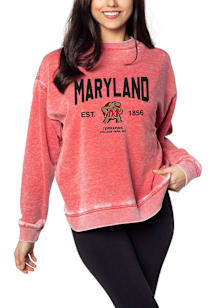 Maryland Terrapins Womens Red Junior Crew Sweatshirt