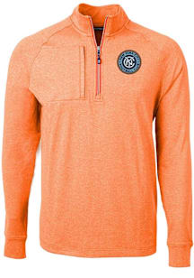 Cutter and Buck New York City FC Mens Orange Adapt Eco Long Sleeve Qtr Zip Pullover