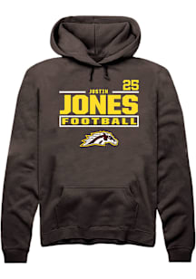 Justin Jones Western Michigan Broncos Mens Brown Football NIL Stacked Box Player Hood