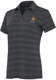 Antigua Army Womens Dark Grey Tunnel Short Sleeve Polo Shirt