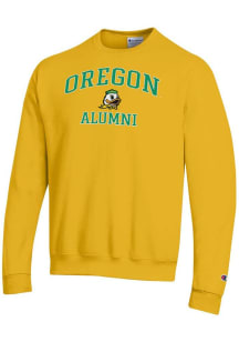 Mens Oregon Ducks Yellow Champion Logo Alumni Powerblend Crew Sweatshirt