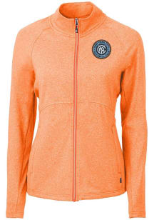 Cutter and Buck New York City FC Womens Orange Adapt Eco Knit Light Weight Jacket