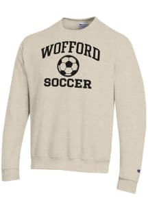 Champion Wofford Terriers Mens Oatmeal Soccer Powerblend Long Sleeve Crew Sweatshirt