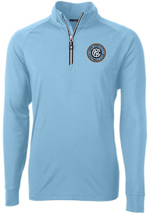 Cutter and Buck New York City FC Mens Light Blue Adapt Eco Knit Long Sleeve Qtr Zip Pullover
