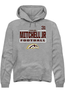 Carlos Mitchell Jr Western Michigan Broncos Mens Grey Football NIL Stacked Box Player Hood