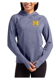 Womens Michigan Wolverines Navy Blue Cutter and Buck Alumni Adapt Knit Hood Hooded Sweatshirt