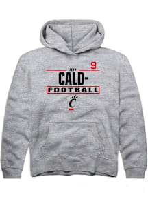 Jeff Caldwell Rally Cincinnati Bearcats Youth NIL Stacked Box Long Sleeve Player Hoodie Grey