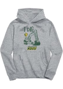Vive La Fete North Dakota State Bison Youth Grey Excavator Long Sleeve Hoodie