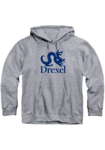 Mens Grey Drexel Dragons Big Logo Hooded Sweatshirt
