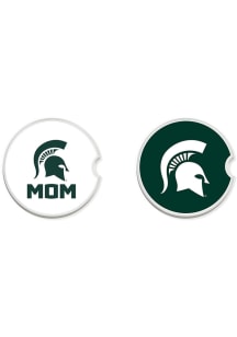 White Michigan State Spartans Mom Set of 2 Car Coaster