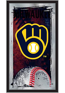 Milwaukee Brewers Baseball Hanging Back Bar Mirror