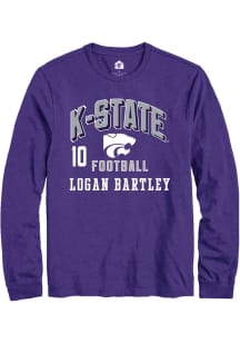 Logan Bartley Mens Purple K-State Wildcats NIL Arch Logo Long Sleeve Player T Shirt
