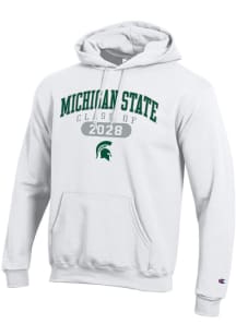 Mens Michigan State Spartans White Champion Class of 2028 Powerblend Hooded Sweatshirt
