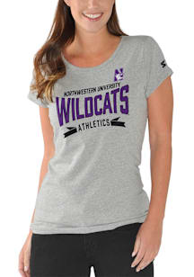 Northwestern Wildcats Womens Grey Endzone Short Sleeve T-Shirt