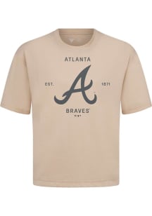 Levelwear Atlanta Braves Tan Signature Knit Crossway Short Sleeve Fashion T Shirt
