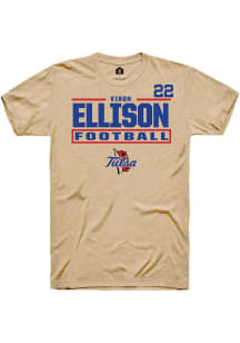 Viron Ellison Rally Mens Brown Tulsa Golden Hurricane NIL Stacked Box Player T Shirt