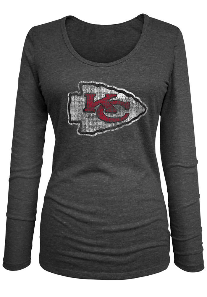 KC Chiefs Womens White Raglan Long Sleeve Scoop Neck