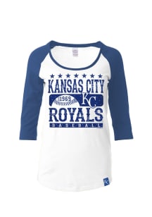 KC Royals Womens White Athletic Long Sleeve Scoop Neck
