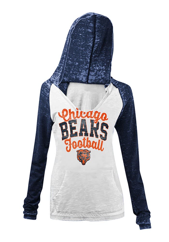 New Era Women's Chicago Bears Navy Raw Edge Cropped Hoodie