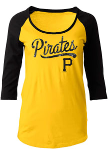 Pitt Pirates Womens Gold Athletic Long Sleeve Scoop Neck