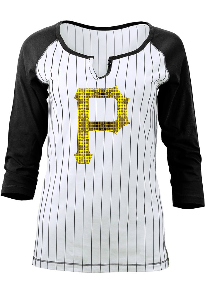 Women's New Era White/Black Pittsburgh Pirates Pinstripe Scoop Neck Tank Top