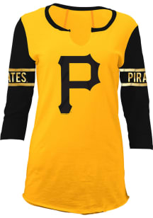 Pittsburgh Pirates Womens Gold Slub Long Sleeve Women's V-Neck