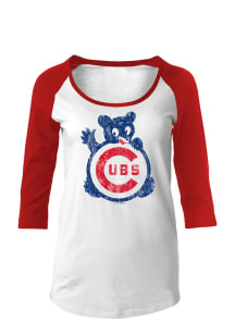 Chicago Cubs Womens White Cooperstown Long Sleeve Scoop Neck