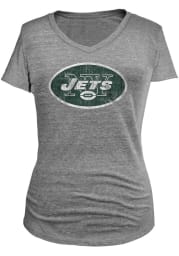 New York Jets Womens Grey Triblend V-Neck
