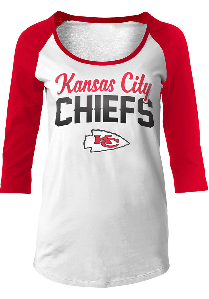 Women's New Era Red Kansas City Chiefs Raglan Lace-Up T-Shirt