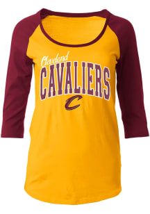 Cleveland Cavaliers Womens Gold Athletic Long Sleeve Scoop Neck