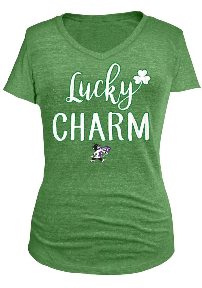 K-State Wildcats Womens Green Lucky Charm V-Neck