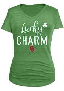Oklahoma Sooners Womens Green Lucky Charm V-Neck