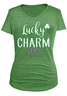 TCU Horned Frogs Womens Green Lucky Charm V-Neck