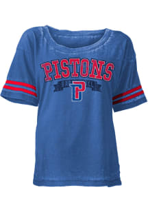 Detroit Pistons Womens Blue Washes Short Sleeve Scoop