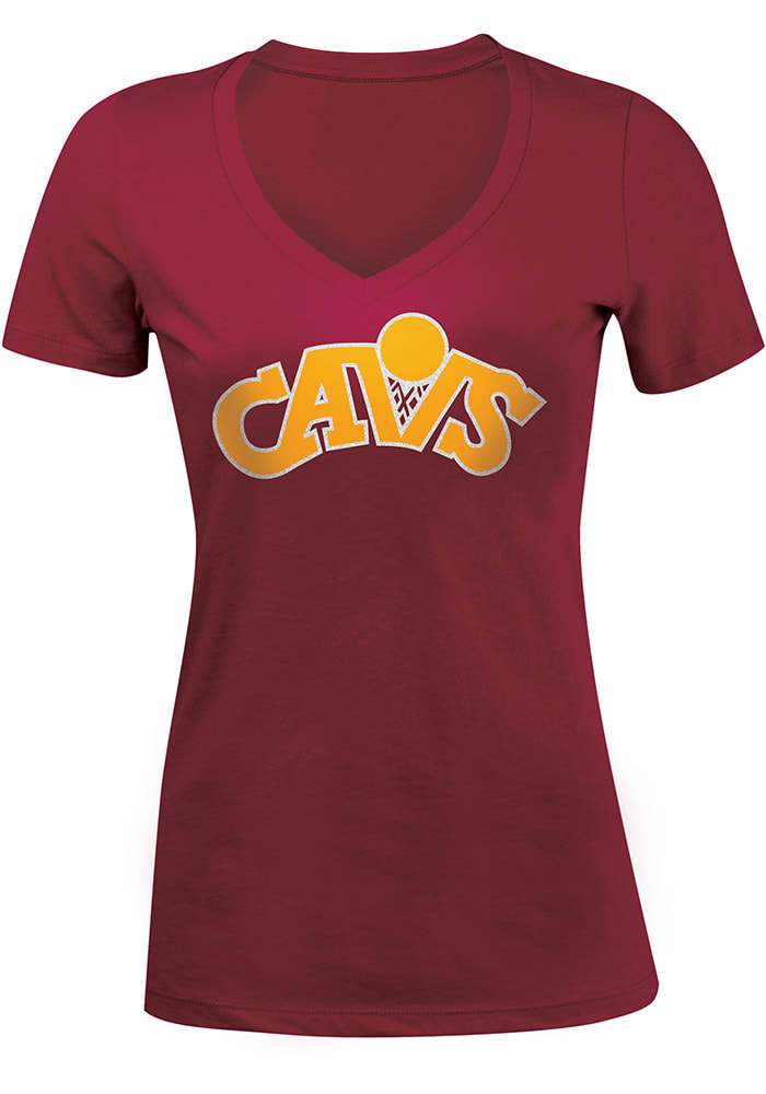 Cleveland Cavaliers Womens Red Hardwood Classic V-Neck T-Shirt