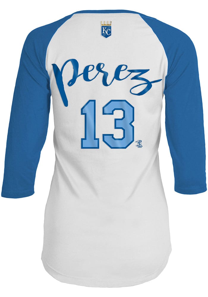 Salvador Perez Kansas City Royals Womens White Raglan Player T-Shirt