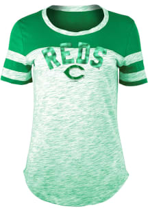 Cincinnati Reds Womens Kelly Green Space Dye St. Pats Day Scoop T-Shirt