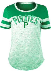 Pittsburgh Pirates Womens Kelly Green Space Dye St. Pats Day Scoop T-Shirt