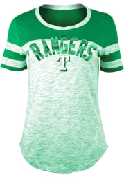Texas Rangers Womens Kelly Green Space Dye St. Pats Day Scoop T-Shirt