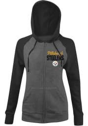 Pittsburgh Steelers Womens Grey Raglan Fleece Long Sleeve Full Zip Jacket