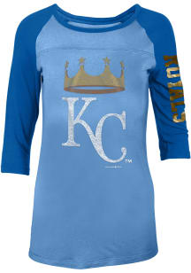 KC Royals Womens Light Blue Athletic Long Sleeve Scoop Neck